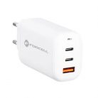 FORCELL F-ENERGY GaN TFK-TC-65WPD utazási töltő 2 x Type C + USB A PD QC4.0 3A 65W fehér