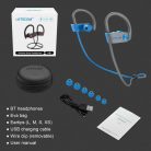 Livikey U8I Bluetooth 5.0 sztereó sport kék-szürke headset prémium tokkal