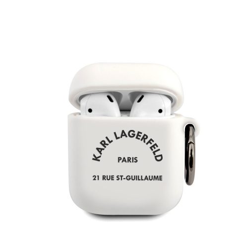 Karl Lagerfeld Rue St Guillaume Apple AirPods 1/2 szilikon tok fehér (KLACA2SILRSGWH)