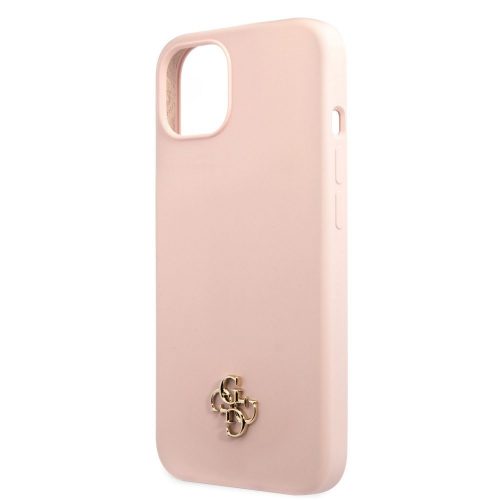 Guess Apple iPhone 13 Mini (5.4) 4G Silicone Metal Logo hátlapvédő tok pink (GUHCP13SS4LP)