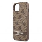 Guess PU 4G Stripe Apple iPhone 13 (6.1) hátlapvédő tok barna (GUHCP13MP4SNW)