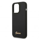 Guess Apple iPhone 14 Pro (6.1) Liquid Silicone Metal Logo hátlapvédő tok fekete (GUHCP14LSLSMK)