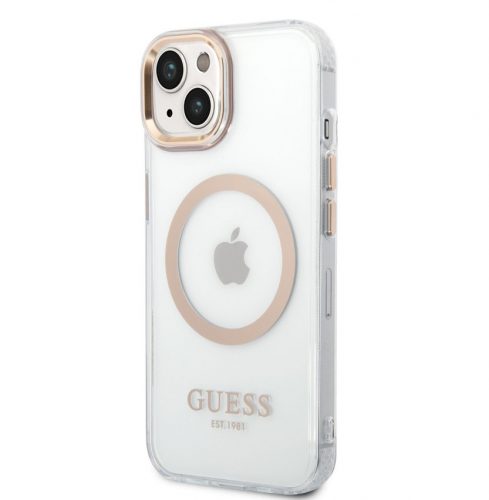 Guess Apple iPhone 14 Plus (6.7) Transparent MagSafe hátlapvédő tok arany (GUHMP14MHTRMD)