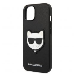   Karl Lagerfeld PU Saffiano Choupette Head Apple iPhone 14 Plus (6.7) hátlapvédő tok fekete (KLHCP14MSAPCHK)