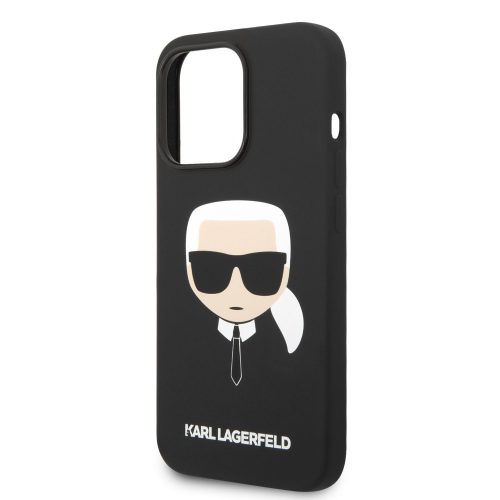 Karl Lagerfeld MagSafe Liquid Silicone Karl Head Apple iPhone 14 Pro (6.1) hátlapvédő tok fekete (KLHMP14LSLKHBK)