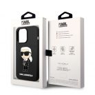 Karl Lagerfeld Liquid Silicone Ikonik NFT Apple iPhone 14 Pro (6.1) hátlapvédő tok fekete (KLHCP14LSNIKBCK)