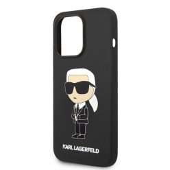   Karl Lagerfeld Liquid Silicone Ikonik NFT Apple iPhone 14 Pro Max (6.7) hátlapvédő tok fekete (KLHCP14XSNIKBCK)