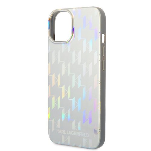 Karl Lagerfeld Iridescent Monogram Apple iPhone 14 Plus (6.7) hátlapvédő tok ezüst (KLHCP14SLGMMSV3)