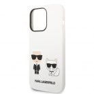 Karl Lagerfeld and Choupette Liquid Silicone Apple iPhone 14 Pro (6.1) hátlapvédő tok fehér (KLHCP14LSSKCW)