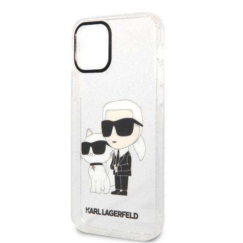 Karl Lagerfeld IML Glitter Karl and Choupette NFT Apple iPhone 12 / 12 Pro 2020 (6.1) hátlapvédő tok átlátszó (KLHCP12MHNKCTGT)