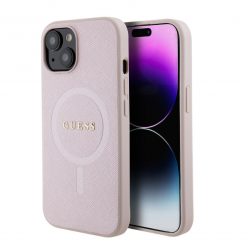   Guess Apple iPhone 15 Pro (6.1) PU Saffiano MagSafe hátlapvédő tok pink (GUHMP15LPSAHMCP)