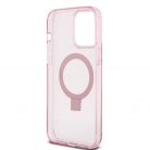 Guess Apple iPhone 15 Pro Max (6.7) IML Ring Stand Glitter MagSafe hátlapvédő tok pink (GUHMP15XHRSGSP)