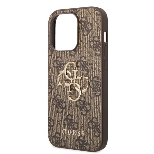 Guess Apple iPhone 15 Pro (6.1) PU 4G Metal Logo hátlapvédő tok barna (GUHCP15L4GMGBR)