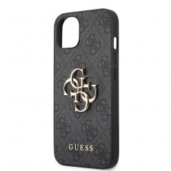   Guess Apple iPhone 15 (6.1) PU 4G Metal Logo hátlapvédő tok szürke (GUHCP15S4GMGGR)