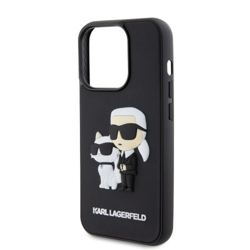 Karl Lagerfeld 3D Rubber Karl and Choupette Apple iPhone 15 Pro (6.1) hátlapvédő tok fekete (KLHCP15L3DRKCNK)