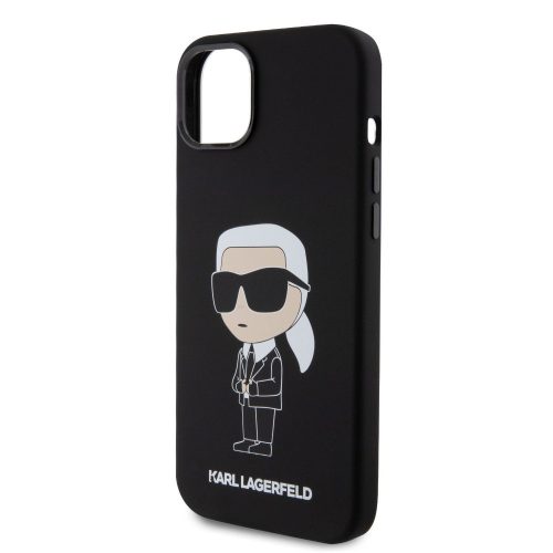 Karl Lagerfeld Liquid Silicone Ikonik NFT Apple iPhone 15 Plus (6.7) hátlapvédő tok fekete (KLHCP15MSNIKBCK)