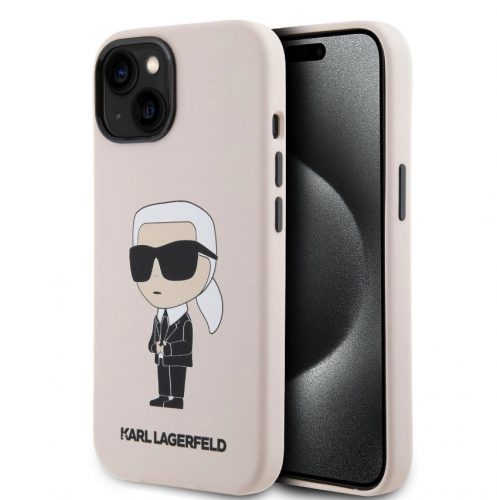 Karl Lagerfeld Liquid Silicone Ikonik NFT Apple iPhone 15 Pro Max (6.7) hátlapvédő tok pink (KLHCP15XSNIKBCP)