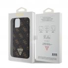 Guess Apple iPhone 12 Pro Max 2020 (6.7) PU Leather Metal Triangle hátlapvédő tok fekete (GUHCP12LPG4GPK)