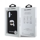 Karl Lagerfeld Liquid Silicone Karl Head MagSafe Apple iPhone 16 (6.1) hátlapvédő tok fekete (KLHMP16SSKHPPLK)