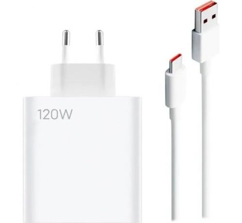 Xiaomi MDY-13-EE gyári hálózati fehér gyors (Turbo) töltőfej 6A 120W USB - Type-C gyorstöltő adatkábellel 1m 6A