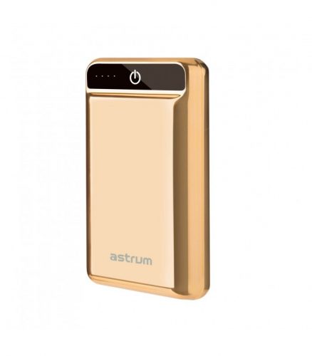 Astrum PB240 QuickCharge 3.0 külső akkumulátor 10000mAh USB, Type-C, 2X smart IC, 2A input, 3A output, LI-polymer cellákkal arany 18W