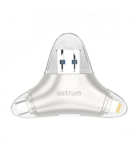 Astrum AA220 3 in 1 E-Disk kártyaolvasó 8 pin lightning / microUSB / USB 3.0 256GB-ig, MFI engedéllyel, Android/IOS 