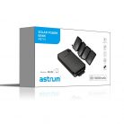 Astrum PB710 10000mAh fekete power bank 4 paneles napelemes töltéssel, 1X Type-C, 2X USB-A (2.1A), li-polymer cellákkal