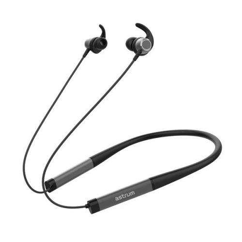 Astrum ET410 univerzális fekete BT 5.0 nyak köré fonódó mágneses sztereo IPx5 vízálló bluetooth headset mikrofonnal