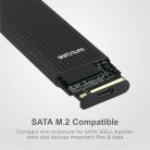 Astrum EN100 fekete slim alumínium merevlemez (M2 SSD) ház USB3.0 Type-C csatlakozóval