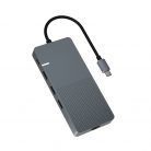 Astrum DA090 Type-C - 4K HDMI + VGA + Dual Usb 3.0 + SD olvasó, Gigabit Lan, Type-C (100w) adapter szürke