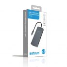 Astrum DA090 Type-C - 4K HDMI + VGA + Dual Usb 3.0 + SD olvasó, Gigabit Lan, Type-C (100w) adapter szürke