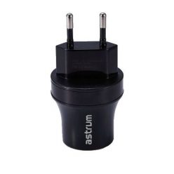   Astrum CH220 fekete hálózati töltő 2.1A 2xUSB microUSB adatkábellel A92522-B 10W