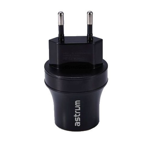 Astrum CH220 fekete hálózati töltő 2.1A 2xUSB microUSB adatkábellel A92522-B 10W