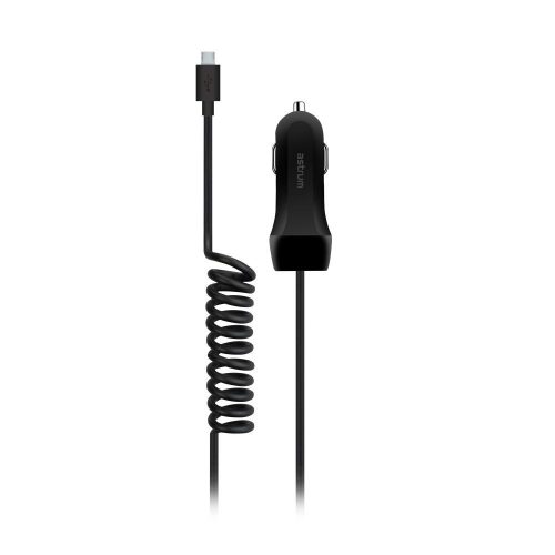 Astrum CC240 micro USB autós szivar töltő 1,5M spirál kábellel + USB csatlakozóval 2,4A fekete 12W