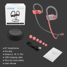 Letscom U8I Bluetooth 5.0 sztereó sport pink-szürke headset prémium tokkal