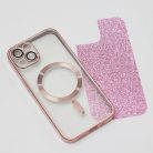 Glitter Chrome Mag - Apple iPhone 14 Pro Max (6.7) kameravédős, MagSafe tok pink