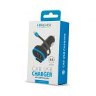 Forever Super Fast szivargyújtó töltő 2x USB és 1x Lightning kábellel, (Max 3A) 15W