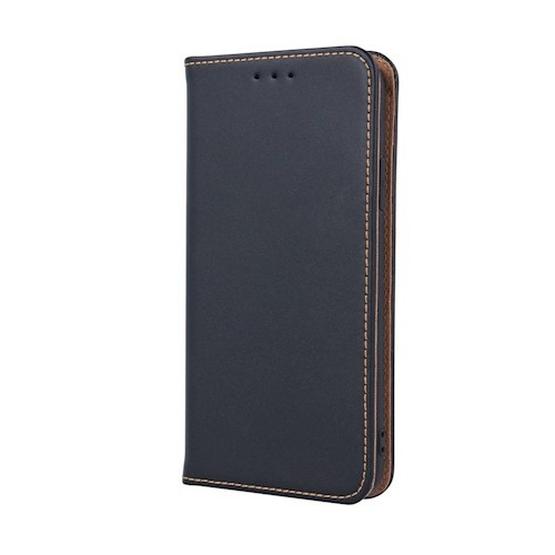 Genuine Leather Xiaomi Mi 11 Lite 4G / Mi 11 Lite 5G oldalra nyíló mágneses bőrhatású könyv tok szilikon belsővel fekete