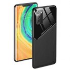 Lens tok - Xiaomi Redmi 9T / Poco M3 fekete üveg / bőr tok beépített mágneskoronggal