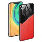 Lens tok - Xiaomi Redmi Note 9T 5G piros üveg / bőr tok beépített mágneskoronggal