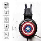 Marvel fejhallgató - Amerika Kapitány 001 USB-s gamer fejhallgató RGB színes LED világítással, állítható mikrofonnal (MHPGCAPAM001)