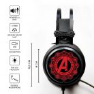 Marvel fejhallgató - Avengers 003 USB-s gamer fejhallgató RGB színes LED világítással, állítható mikrofonnal piros (MHPGAVEN003)