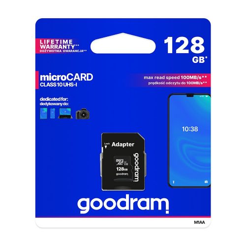 Goodram microSDHC 128GB Class 10 memóriakártya SD adapterrel Artisjus matricával -  M1AA-1280R12