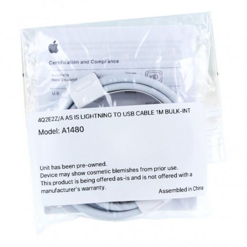 Apple A1480 USB - Lightning (8Pin) gyári adatkábel 1 méter (MD818ZM/A) tanúsítvánnyal