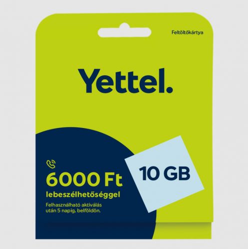 Bliszteres Yettel aktiválatlan sim kártya 6000 Ft lebeszélhetőséggel és 10GB mobilnettel