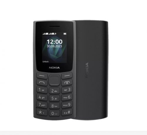 Nokia 105 (2023) nyomógombos mobiltelefon, kártyafüggetlen, dual SIM, sötétszürke