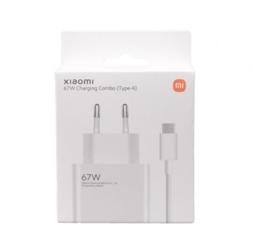 Bliszteres Xiaomi BHR6035 gyári hálózati fehér gyors (Turbo) töltőfej 67W USB - Type-C gyorstöltő adatkábellel 1m 6A