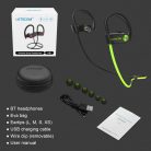 Letscom U8I Bluetooth 5.0 sztereó sport zöld-fekete headset prémium tokkal