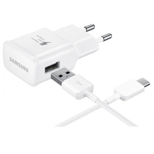 Samsung EP-TA200EWE gyári hálózati fehér gyorstöltő 2A Quick Charge 3.0 15W EP-DW700CWE USB - Type-C adatkábellel 1.5m