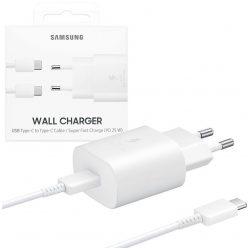   BLISZTERES Samsung EP-TA800XWEGWW gyári hálózati fehér gyorstöltő 3A EP-DA705BWEGWW fehér gyári Type-C - Type-C adatkábellel 1.0m 25W